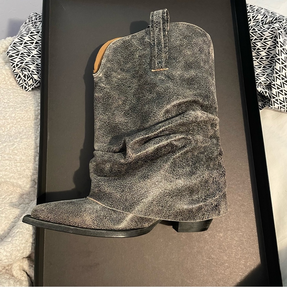 R13 cracked-effect leather boots